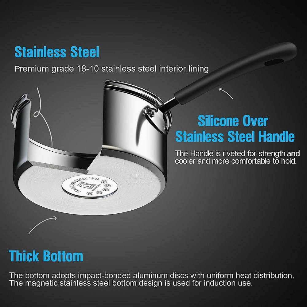 10-Piece Stainless Steel Cookware Set with Glass Lids