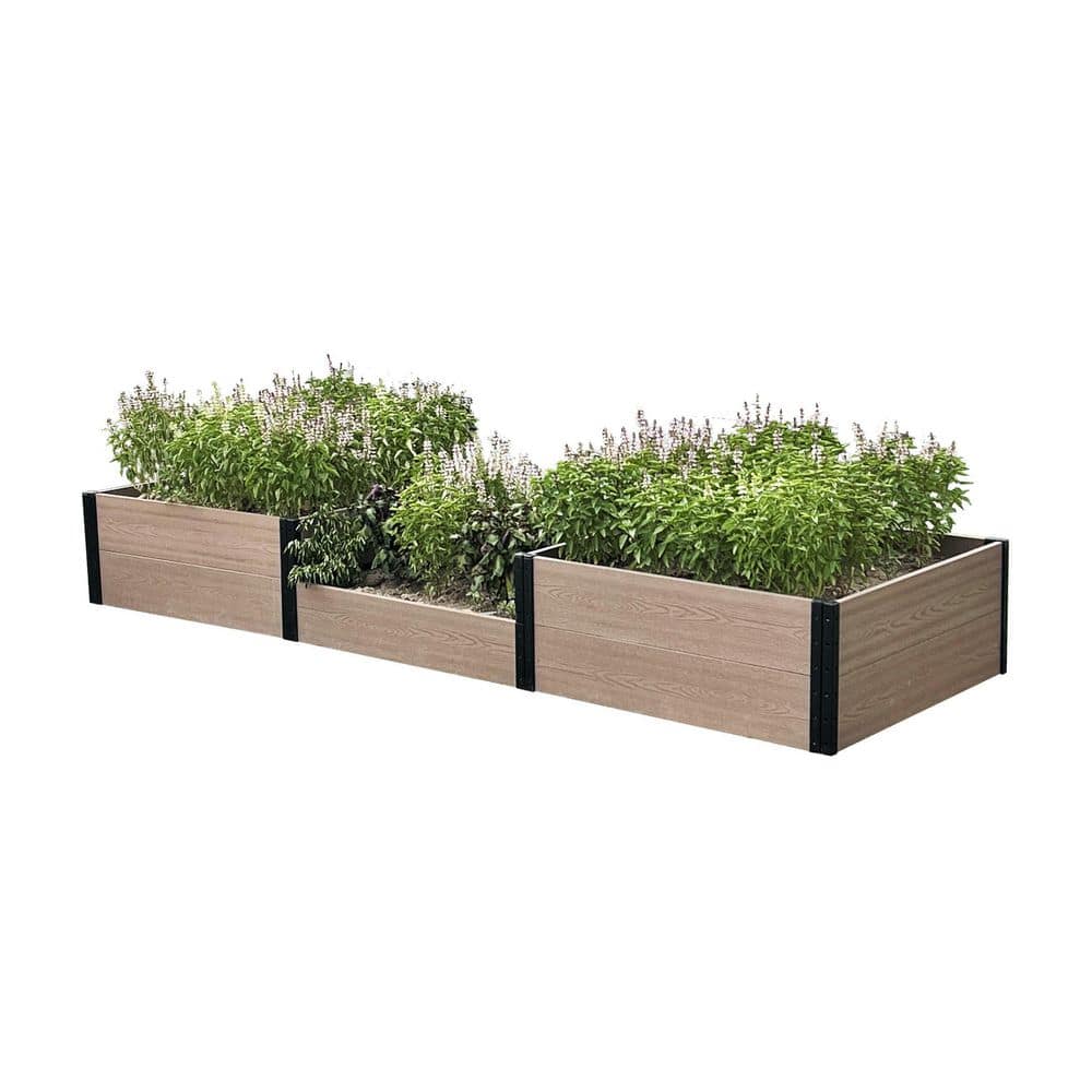Brown and Black Composite Wood and Steel Raised Garden Bed