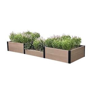 38 in. D x 14 in. H x 110 in. W Brown and Black Composite Board and Steel Terraced Triple Garden Box (Hi-Lo-Hi)