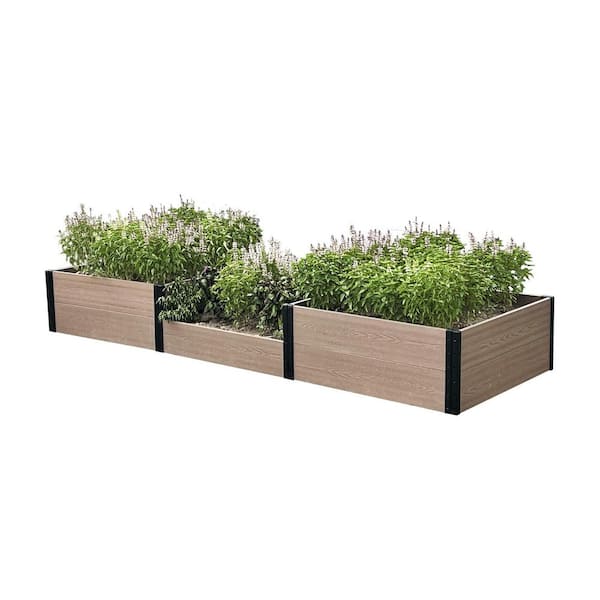 EverBloom 38 in. D x 14 in. H x 110 in. W Brown and Black Composite Board and Steel Terraced Triple Garden Box (Hi-Lo-Hi)