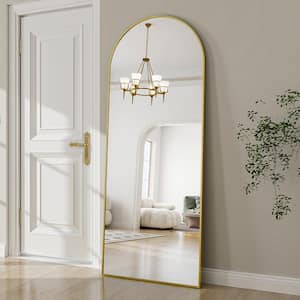 24 in. W x 65 in. H Arched Classic Gold Aluminum Alloy Framed Oversized Full Length Mirror Floor Mirror