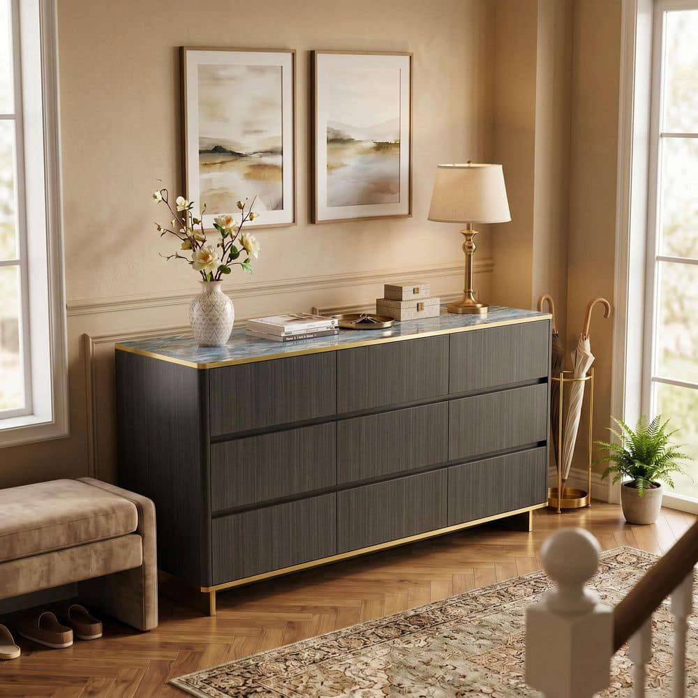 gold and grey dresser Century Furniture Monarch Madeline Dresser