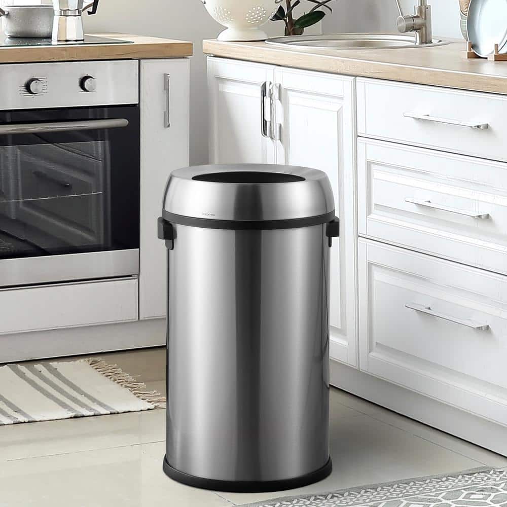 17.2-Gallon Stainless Steel Open-Top Trash Can