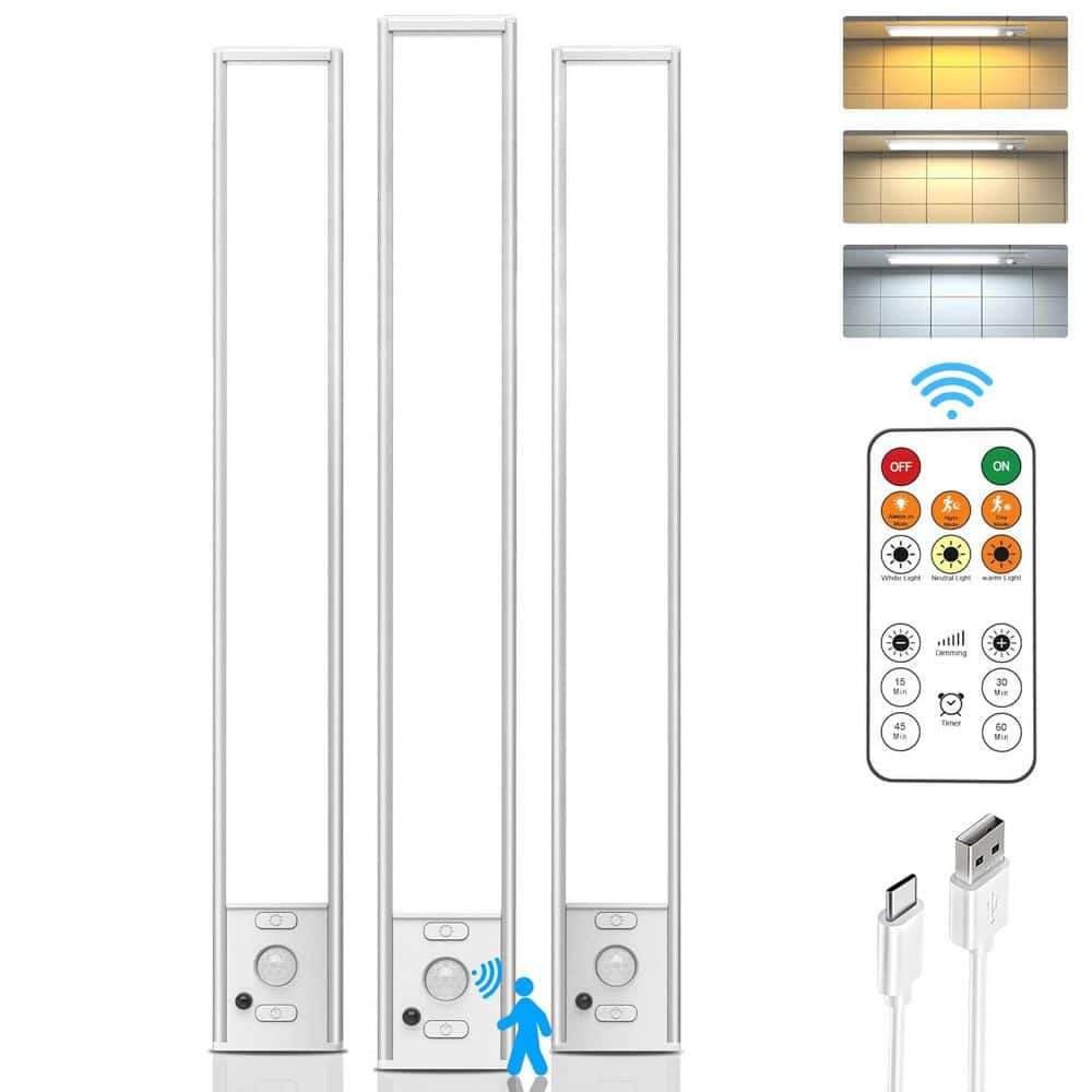 3-Pack 12 in. White Wireless Under Cabinet Lights with Remote Control, 3-Color Dimmable Closet Lighting for Cabinet price history on PriceWatchPro