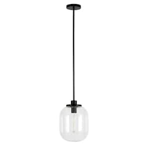 Agnolo 1-Light Blackened Bronze Pendant with Clear Glass Shade