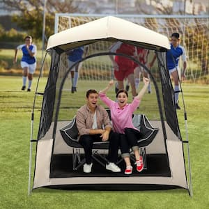 Sport Tent with Removable Top Cover and Sealed Floor, 3.6 ft. x 4.9 ft. Beige Instant Weather Proof Pod for 1-2 People