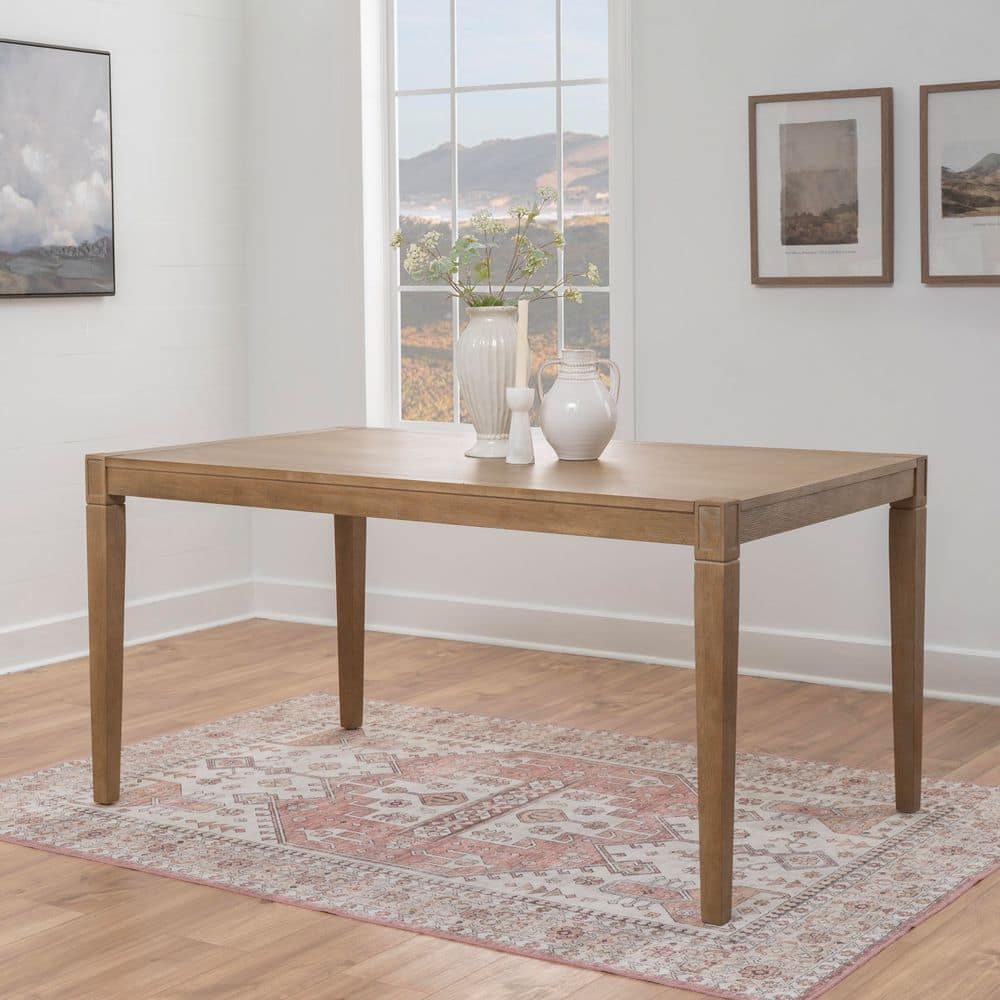 Linon Home Decor Kendra Natural Brown Wood 60 in. 4 Leg Base