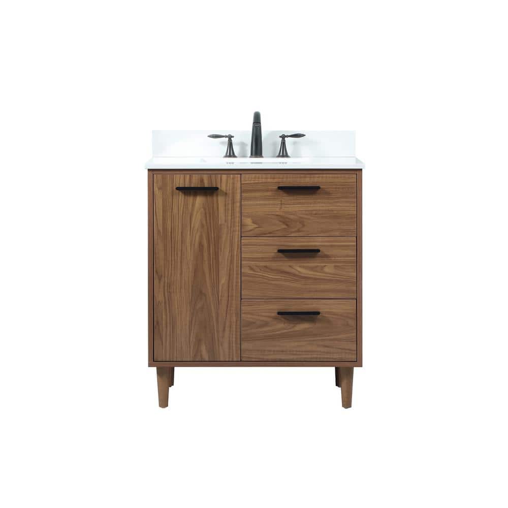 Simply Living 30 in. W x 19 in. D x 34 in. H Bath Vanity in Walnut Brown wi