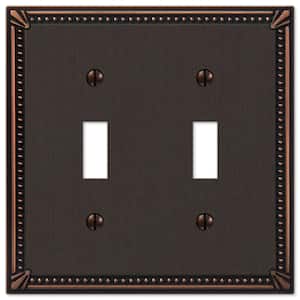 Imperial Bead 2 Gang Toggle Metal Wall Plate - Aged Bronze