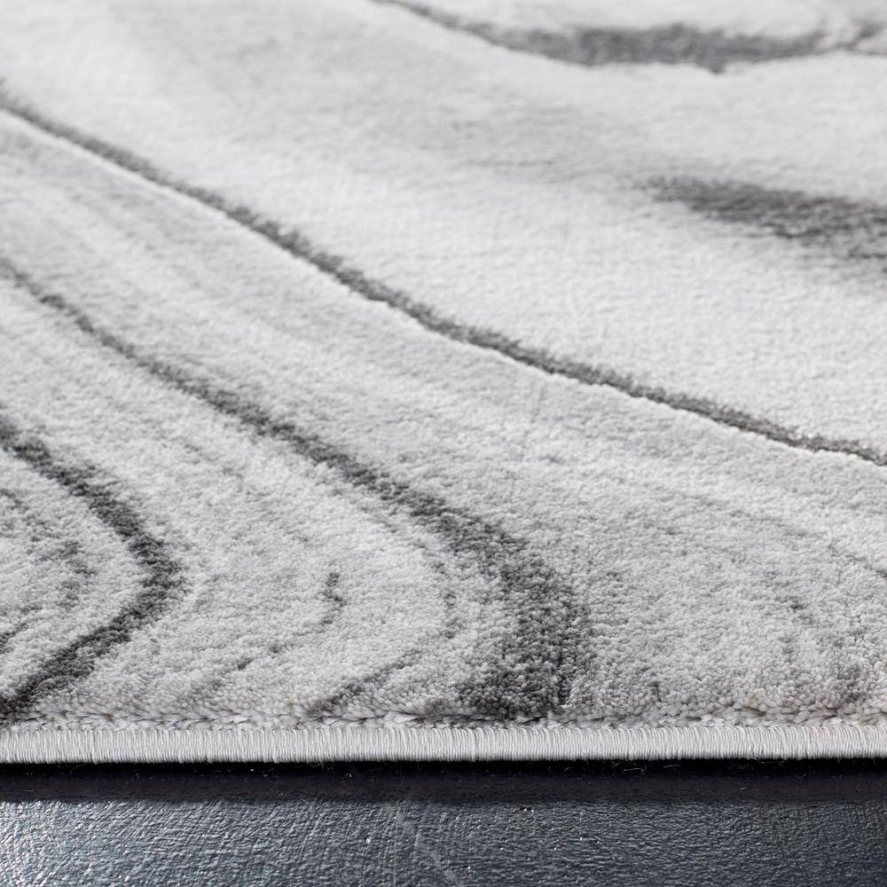 Elysian Swirls Abstract Runner Rug in Grey & Silver, 2'3" x 6'