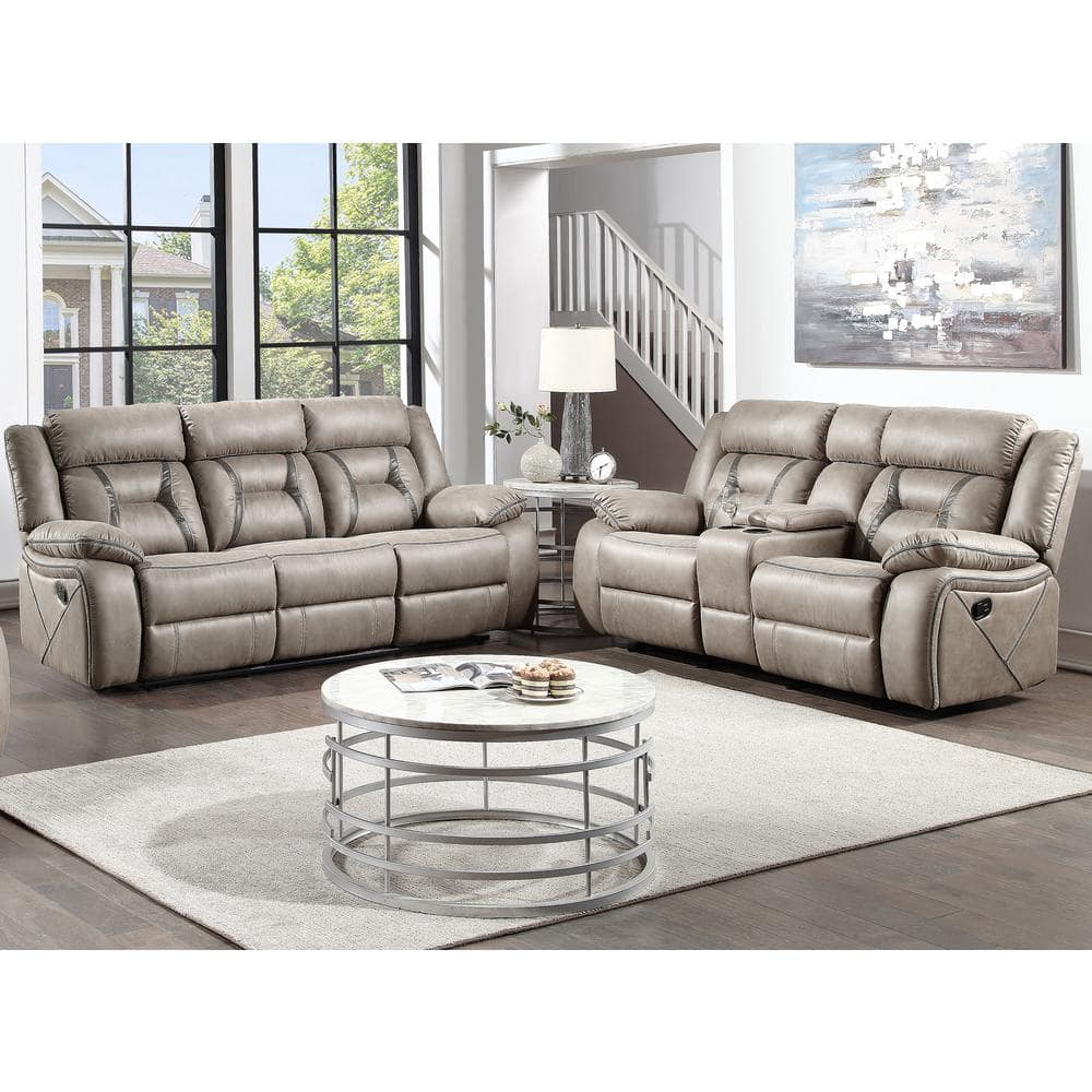 Steve Silver Tyson 2-Piece Gray Leather Living Room Set Sofa Steve Silver Tyson 2-Piece Gray Leather Living Room Set Sofa