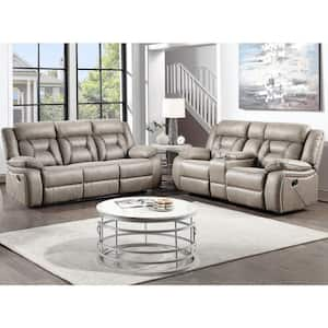 Tyson 2-Piece Gray Leather Living Room Set Sofa & Loveseat