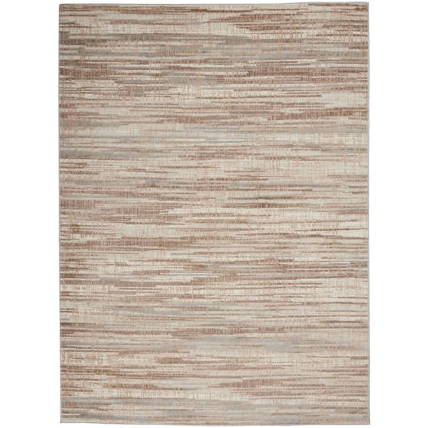 Nourison Elation Ivory Grey 4 ft. x 6 ft. Abstract Geometric Area Rug
