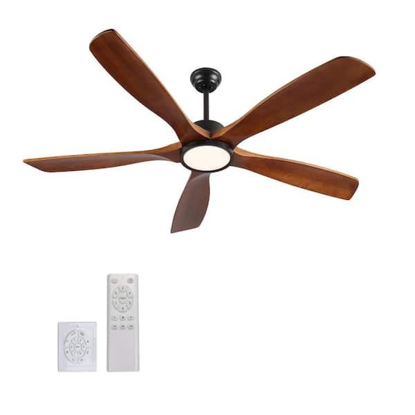 72 in. Smart Indoor Noiseless Black Solid Wood LED Ceiling Fan with 3 Downrods and Remote, Wall Control