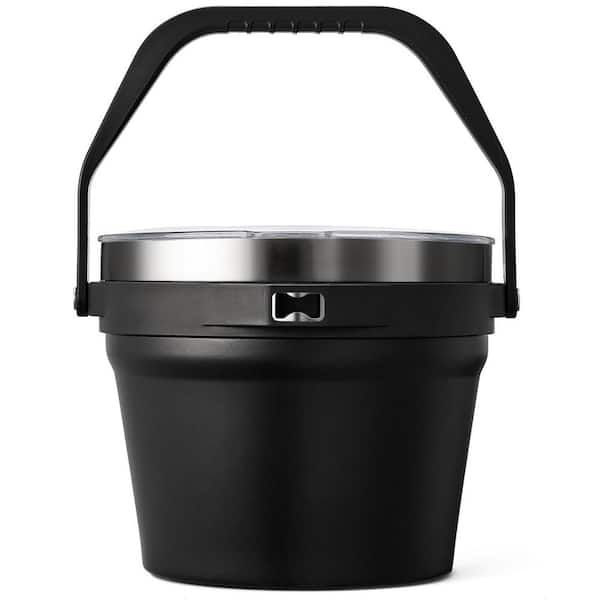 7L Black Double Wall Vacuum Stainless Steel Insulated Ice Bucket with Lid for 6 Longnecks or 3 Bottles of Wine