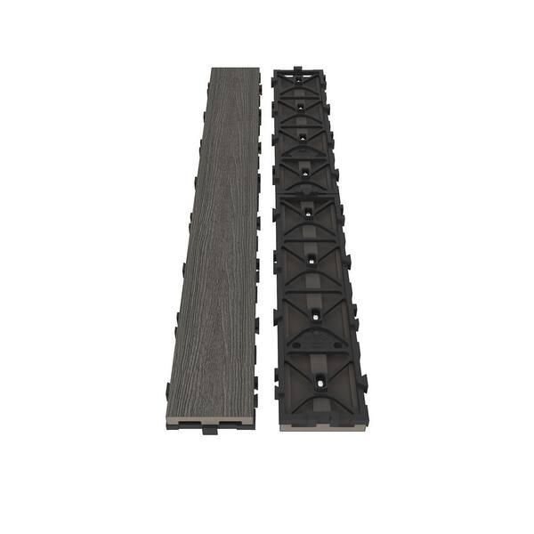 NewTechWood UltraShield Naturale 3 in. x 2 ft. Quick Composite Single Slat Deck Tile in Argentinian Silver Gray (4-Pieces per Box)