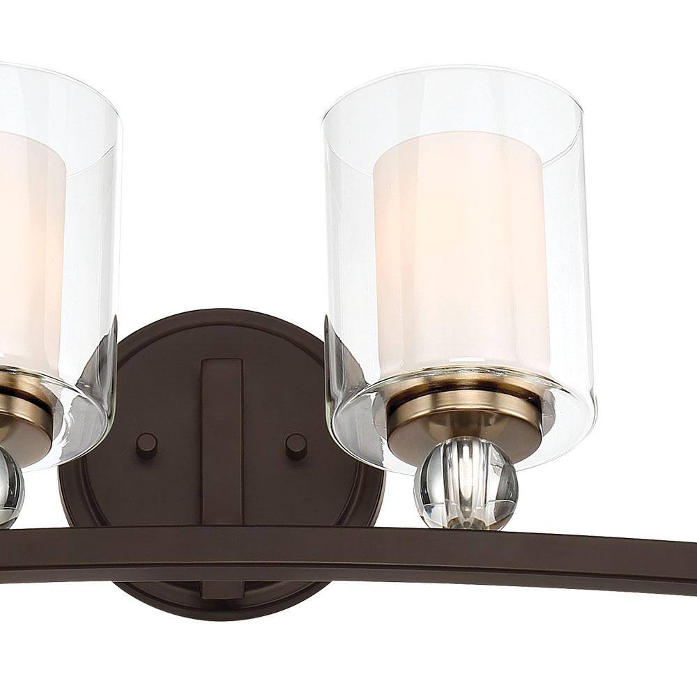Bronze and Clear Glass 4-Light Dimmable Bathroom Vanity Fixture