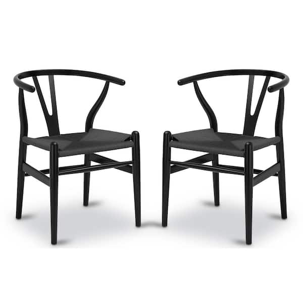 Poly and Bark Weave Chair in Pitch Black (Set of 2)