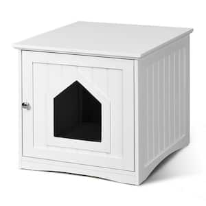 19.5 in. W x 20 in. D x 18.5 in. H MDF Litter Box Cat Enclosure in White with Single Door