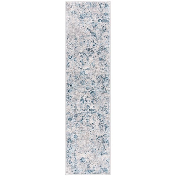 Meadow 2 ft. x 8 ft. Gray/Blue Distressed Marble Runner Rug