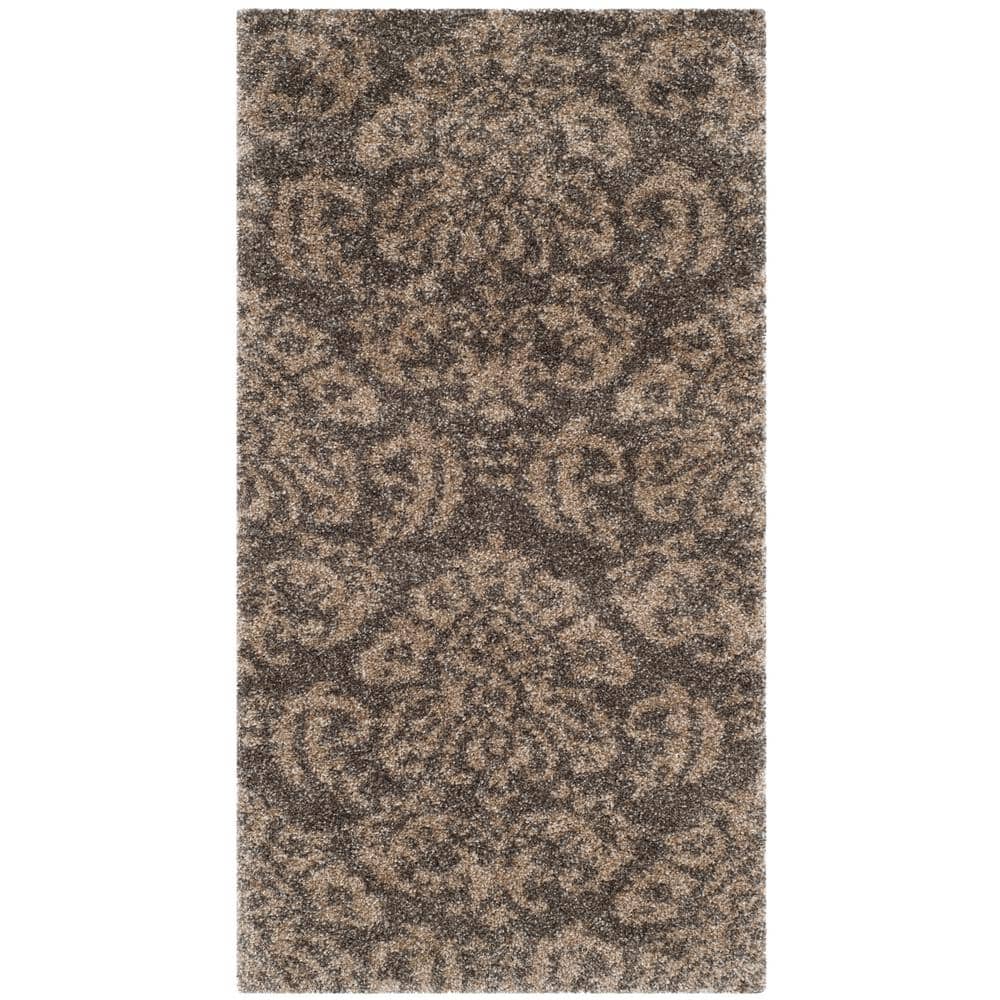Florida Shag Smoke/Beige Doormat 2 ft. x 4 ft. Floral Medallion Area Rug price history on PriceWatchPro