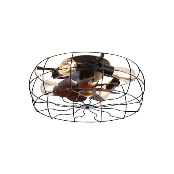 FIRHOT 20 in. Caged 4-Light Indoor Black Ceiling Fan with Remote Control