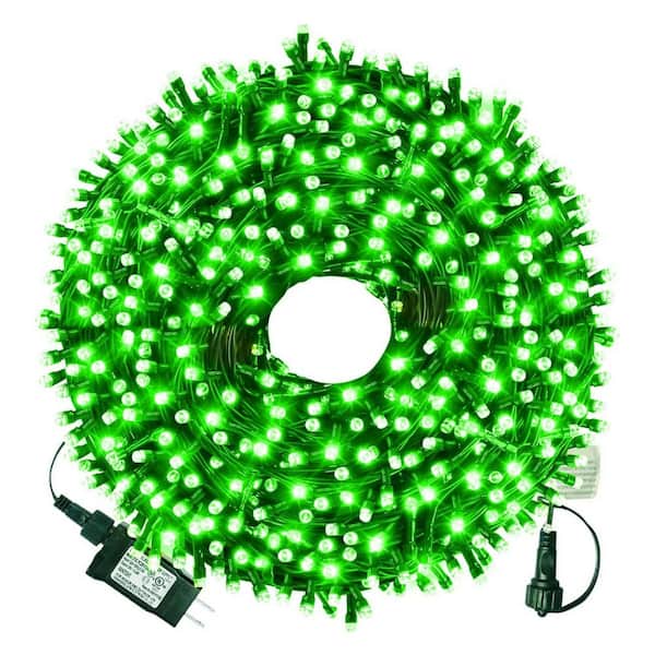 Lukyamzn 300 Lights 105 ft. Indoor/Outdoor Plug-in LED Fairy Christmas String Light, End-to-End Plug, 8-Modes for Garden, Green