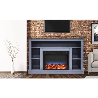 47 in. Electric Fireplace Mantel with a Multi-Color LED Insert in Slate Blue