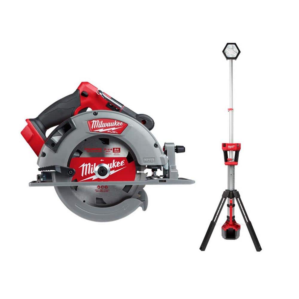 Milwaukee M18 FUEL 18V Lithium-Ion Brushless Cordless 7-1/4 in. Circular Saw   Rocket Tower Light 2732-20-2131-20 The Home Depot