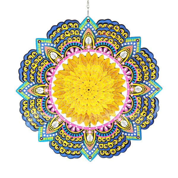 Exhart 12 in. Laser Cut Gold with Beaded Details, Metal Spinner