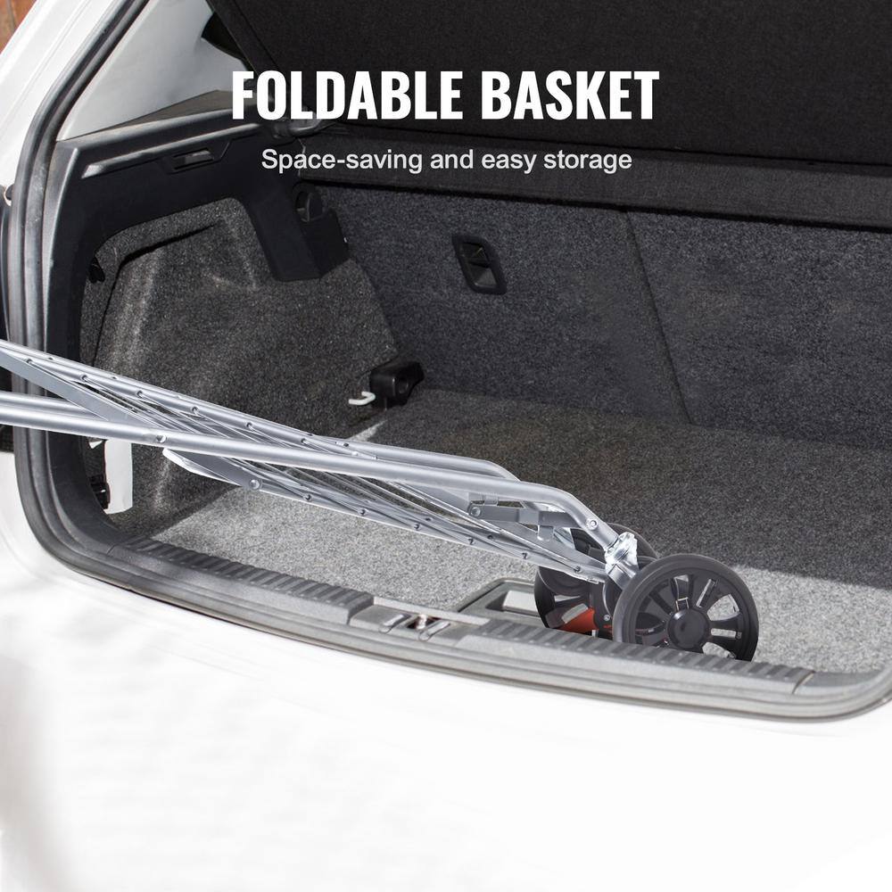 Silver Foldable Utility Shopping Cart with Swivel Wheels