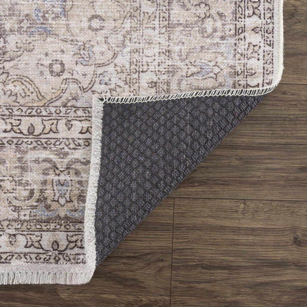 Elysian Fields Blue Oriental Washable Rectangular Rug 7'10"x10'3"