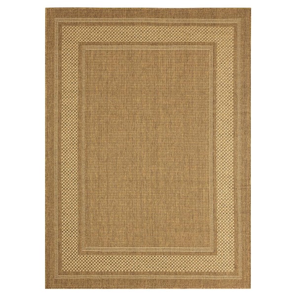 Home Dynamix Tripoli Julie Brown/Ivory 5 ft. x 7 ft. Border Indoor/Outdoor Area Rug