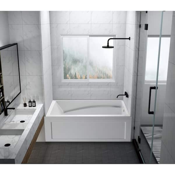 Oriel 60 in. Acrylic Right Drain Rectangular Alcove Bathtub in White