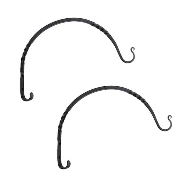 Set of 2 Heavy Duty Arc Wall Metal Brackets, 14.5 in. Wide, Black Powder Coat Finish
