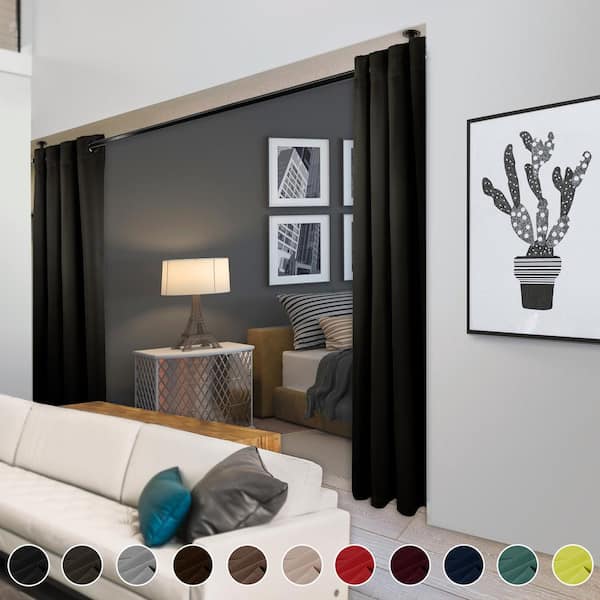 Rod Desyne Dark Grey Grommet Blackout Curtain - 120 in. W x 108 in. L