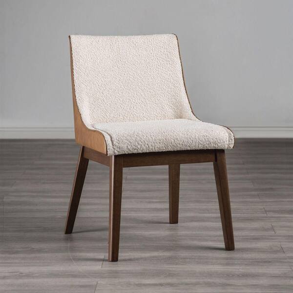 William's Home Furnishing Maxine Walnut/Beige Fabric Side Chair