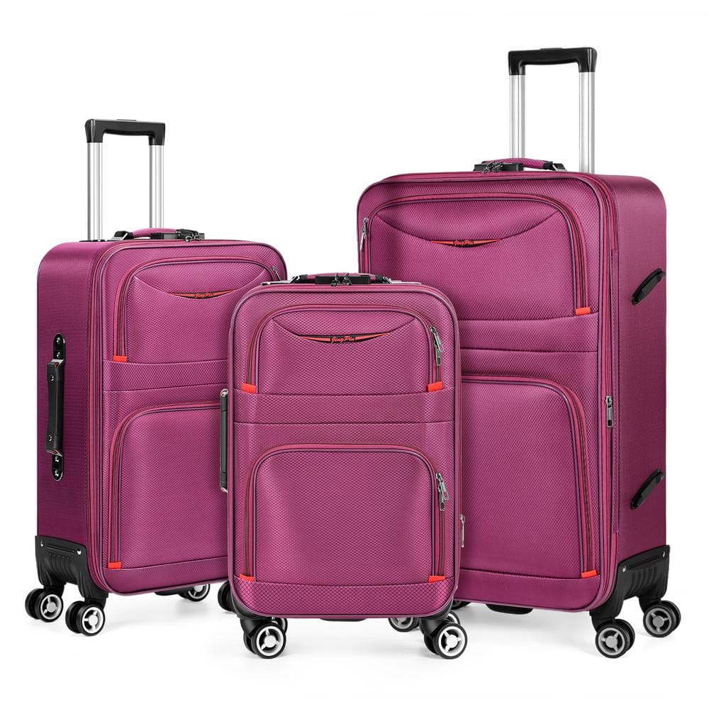 HIKOLAYAE Softside Expandable Luggage Set With TSA Lock And 8-Wheel ...