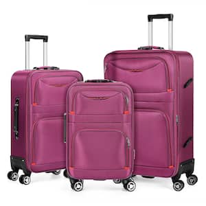 Softside Expandable Luggage Set with TSA Lock and 8-Wheel Spinner in Cute Pink, 3-Piece