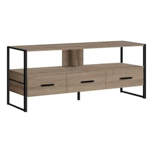 Dark Taupe TV Stand Fits TVs up to 55-65 in. with Drawers and Shelves