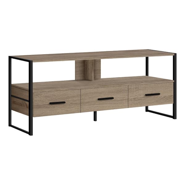 Unbranded Dark Taupe TV Stand Fits TVs up to 55-65 in. with Drawers and Shelves