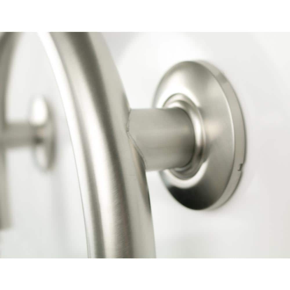 Brushed Nickel Satin Curved Grab Bar with Toilet Paper Holder