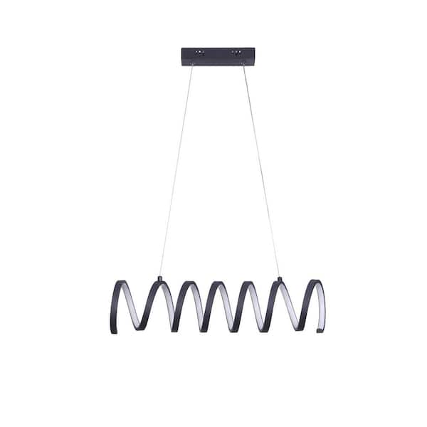 23 L x 6 in. H Spiral Loop Aluminum Integrated 14 W Led w/ Adjustable 47 in. - 12 in. 1 Light Matte Black Pendant Light