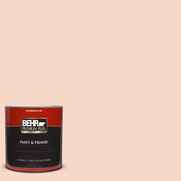 BEHR PREMIUM PLUS 1 Qt. #M200-1 Peach Sachet Flat Exterior Paint ...