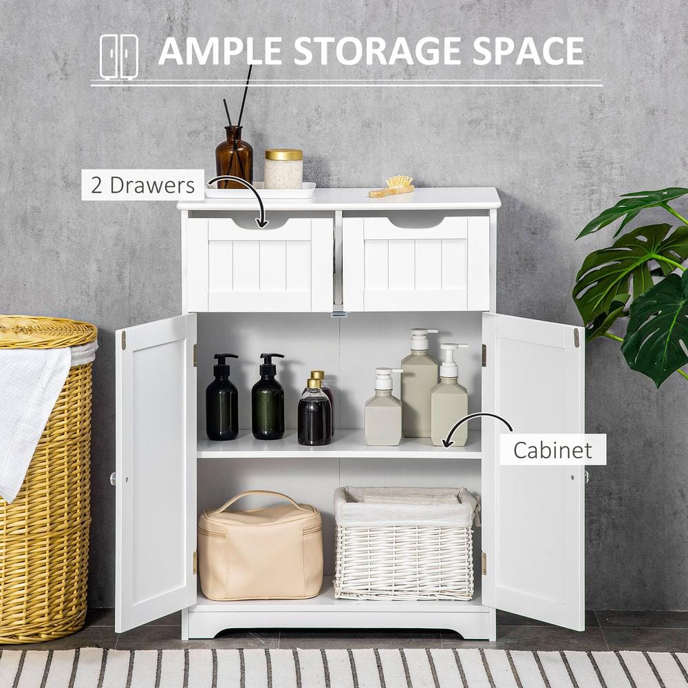 White Lockable Living Room Cabinet with Adjustable Shelving