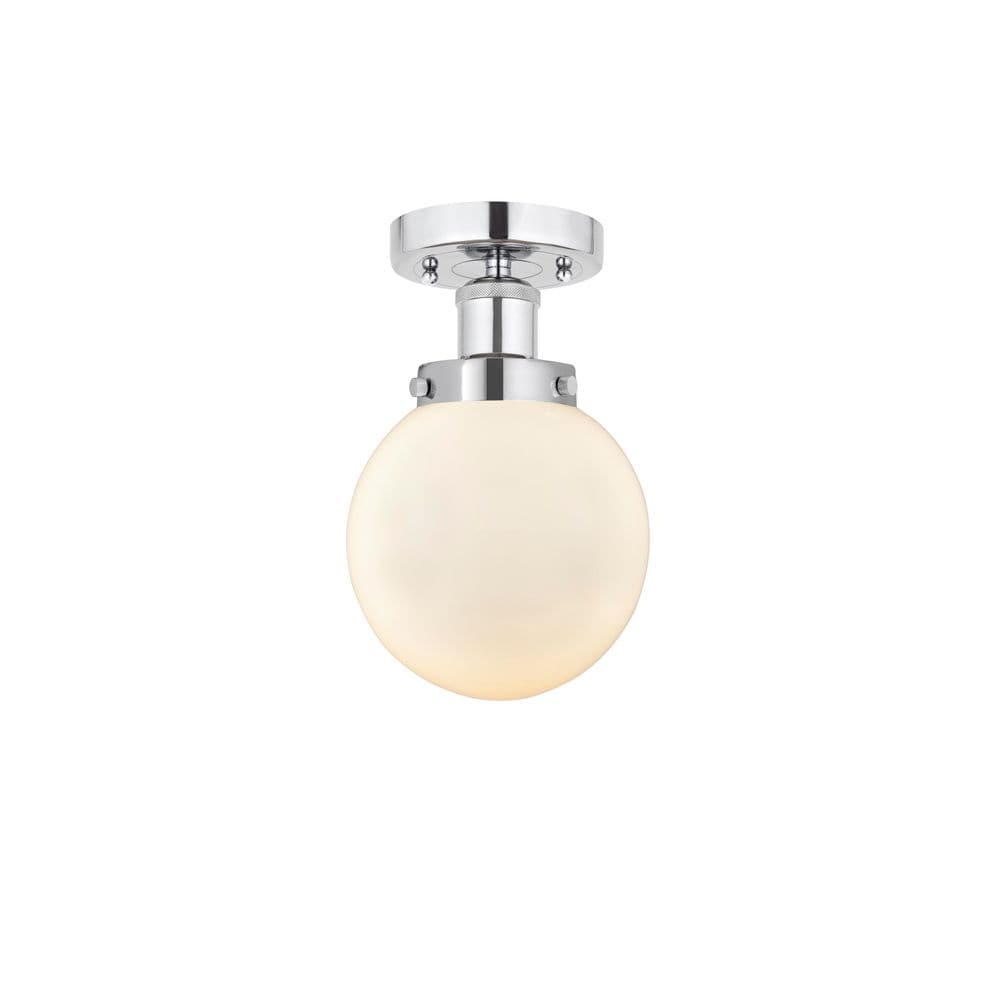 Beacon 6.5 in. 1-Light Polished Chrome Industrial Semi-Flush Mount with Frosted Glass Shade price history on PriceWatchPro