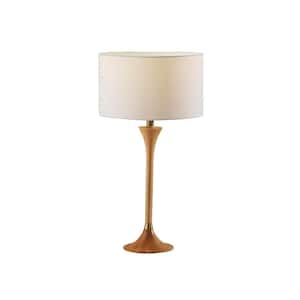 Rebecca 26 in. Natural Rubberwood with Antique Brass Accent Table Lamp
