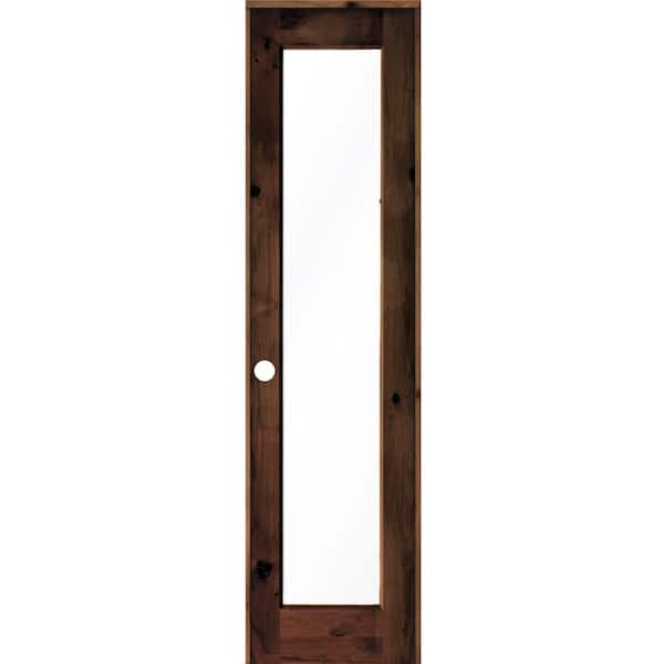 Krosswood Doors 24 in. x 96 in. Knotty Alder Right-Hand Full-Lite Clear Glass Red Mahogany Stain Wood Single Prehung Interior Door