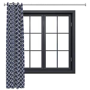 Indoor/Outdoor Curtain Panel with Grommet Top - 52 x 108 in (1.32 x 2.74 m) - Blue Quatrefoil