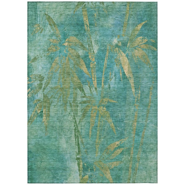 Chantille Machine Washable Indoor/Outdoor Abstract ACN2222 Teal 2 ft. 6 in. x 3 ft. 10 in. Area Rug